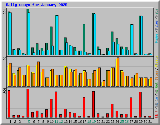 Daily usage for January 2025