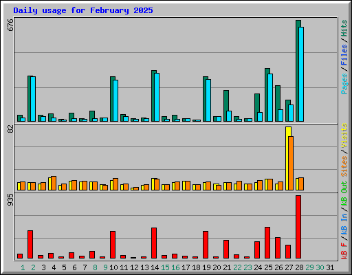 Daily usage for February 2025
