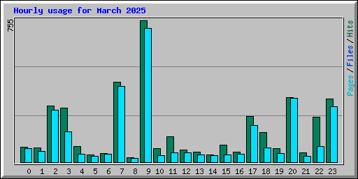 Hourly usage for March 2025